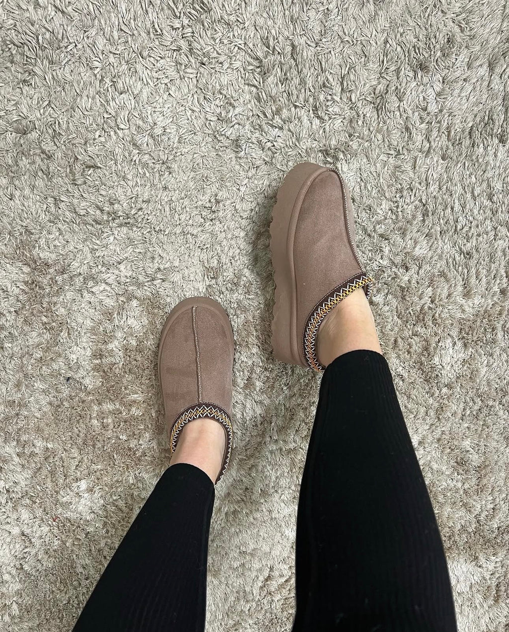 Mules à plateforme TAUPE
