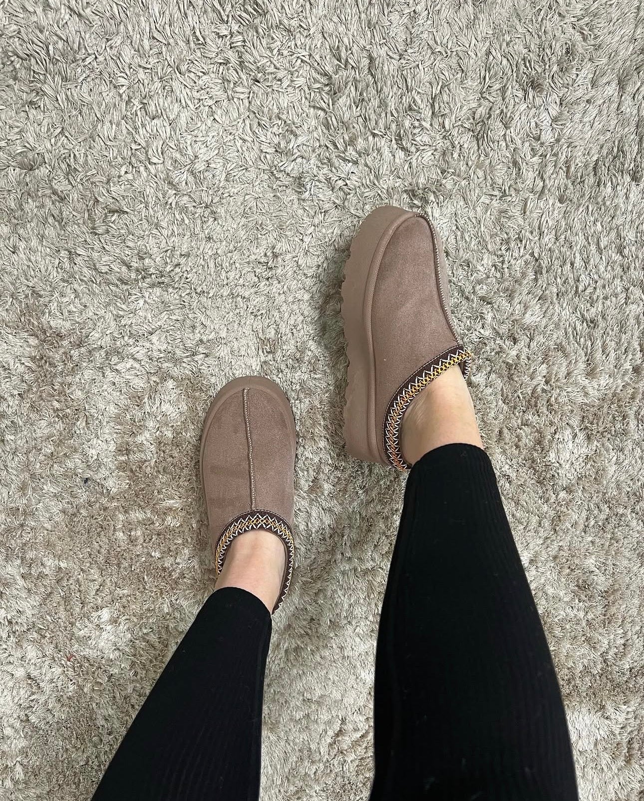 Mules à plateforme TAUPE