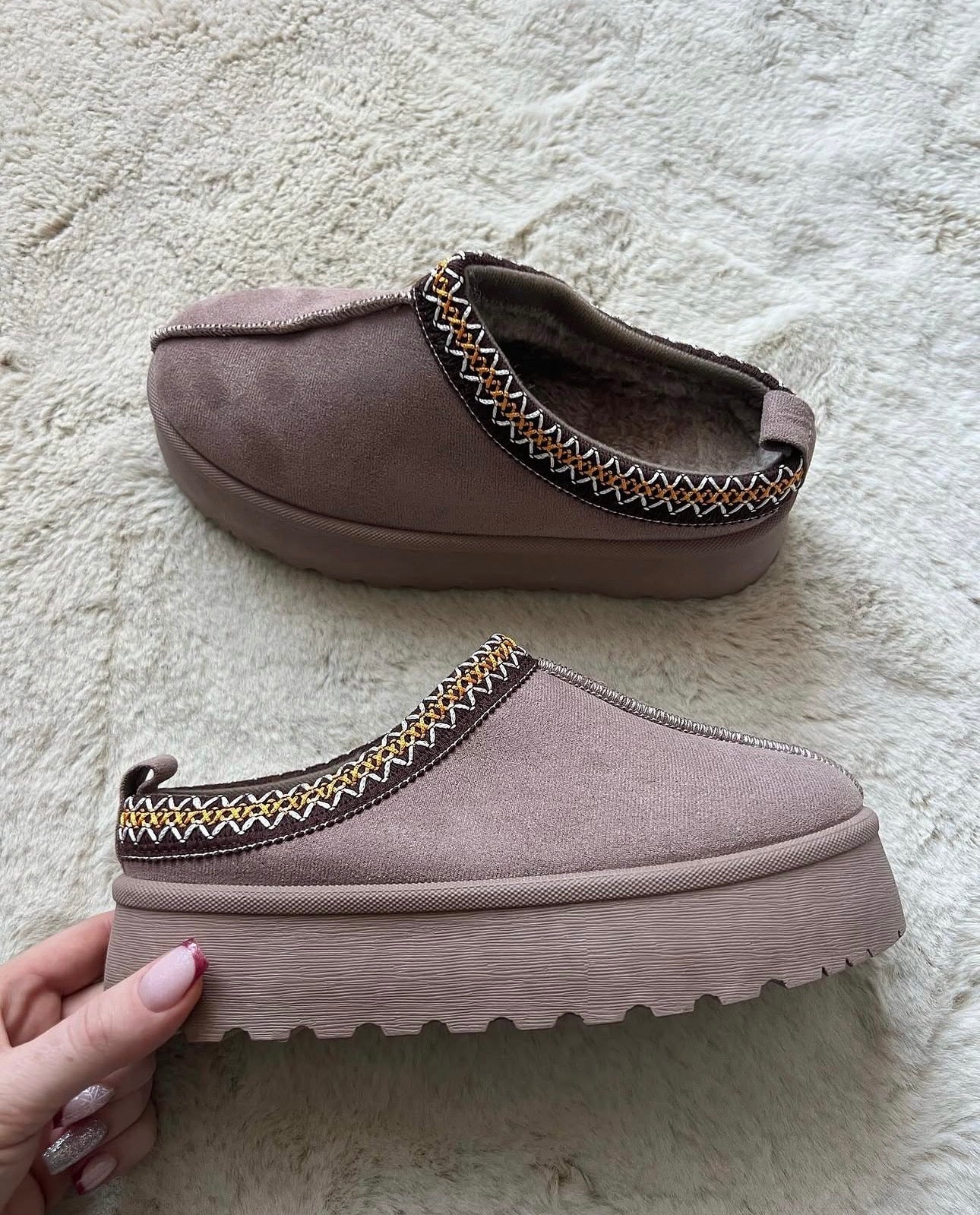 Mules à plateforme TAUPE