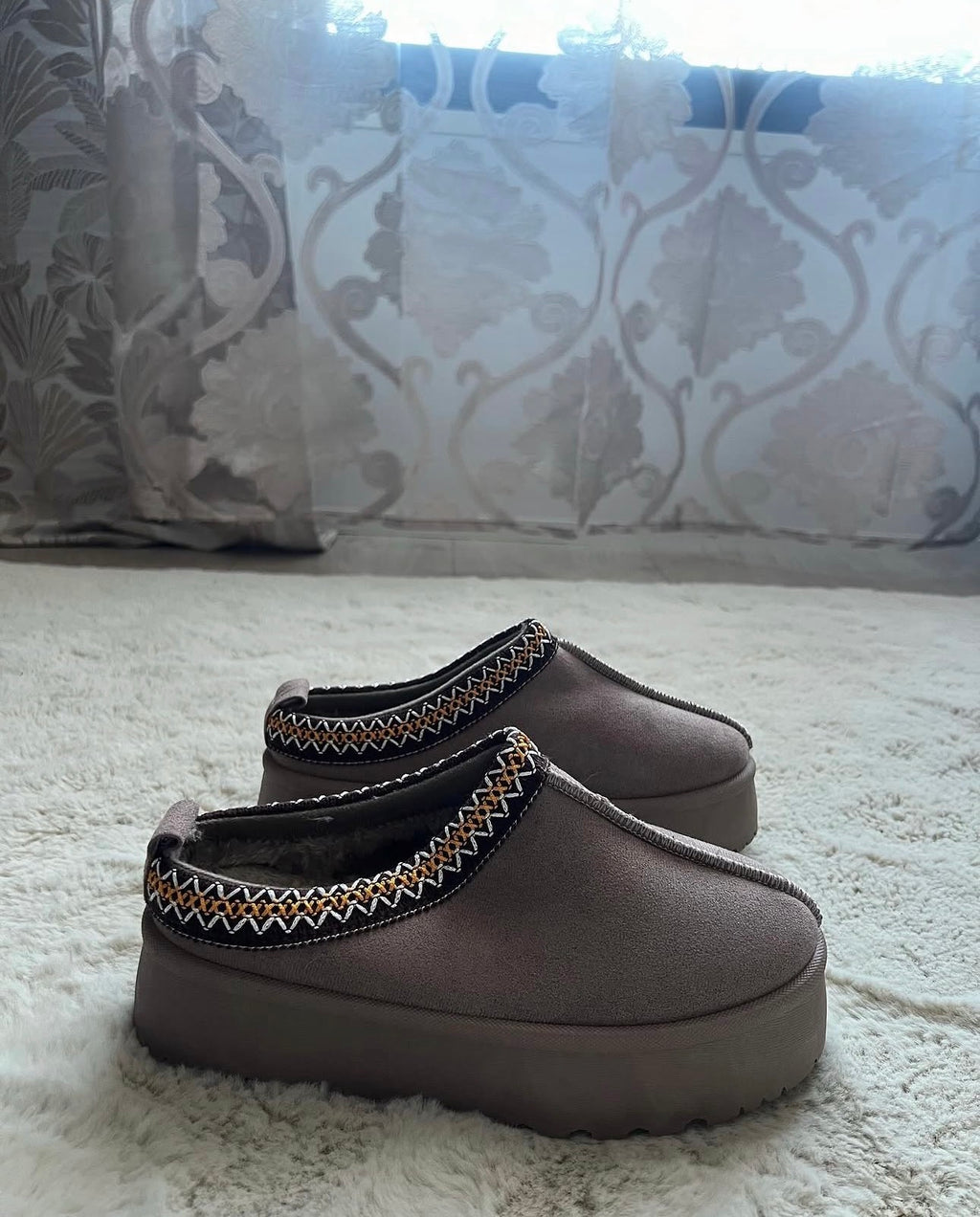 Mules à plateforme TAUPE